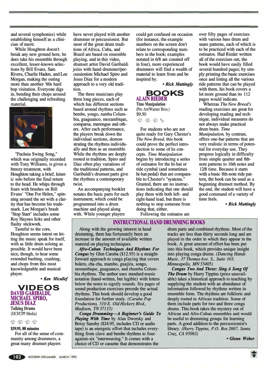 Article sur Time Manipulation paru en mars 1995 dans Modern Drummer Magazine