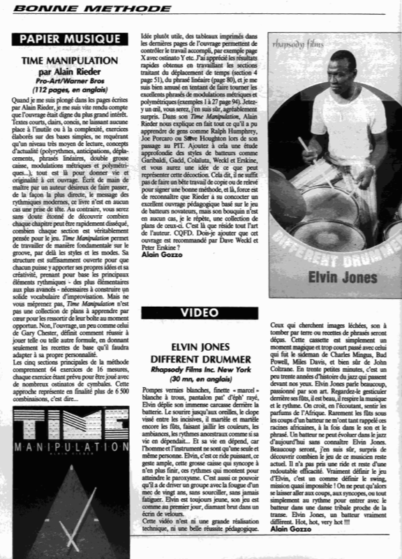 Article sur Time Manipulation paru en mars 1997 dans Batteur Magazine